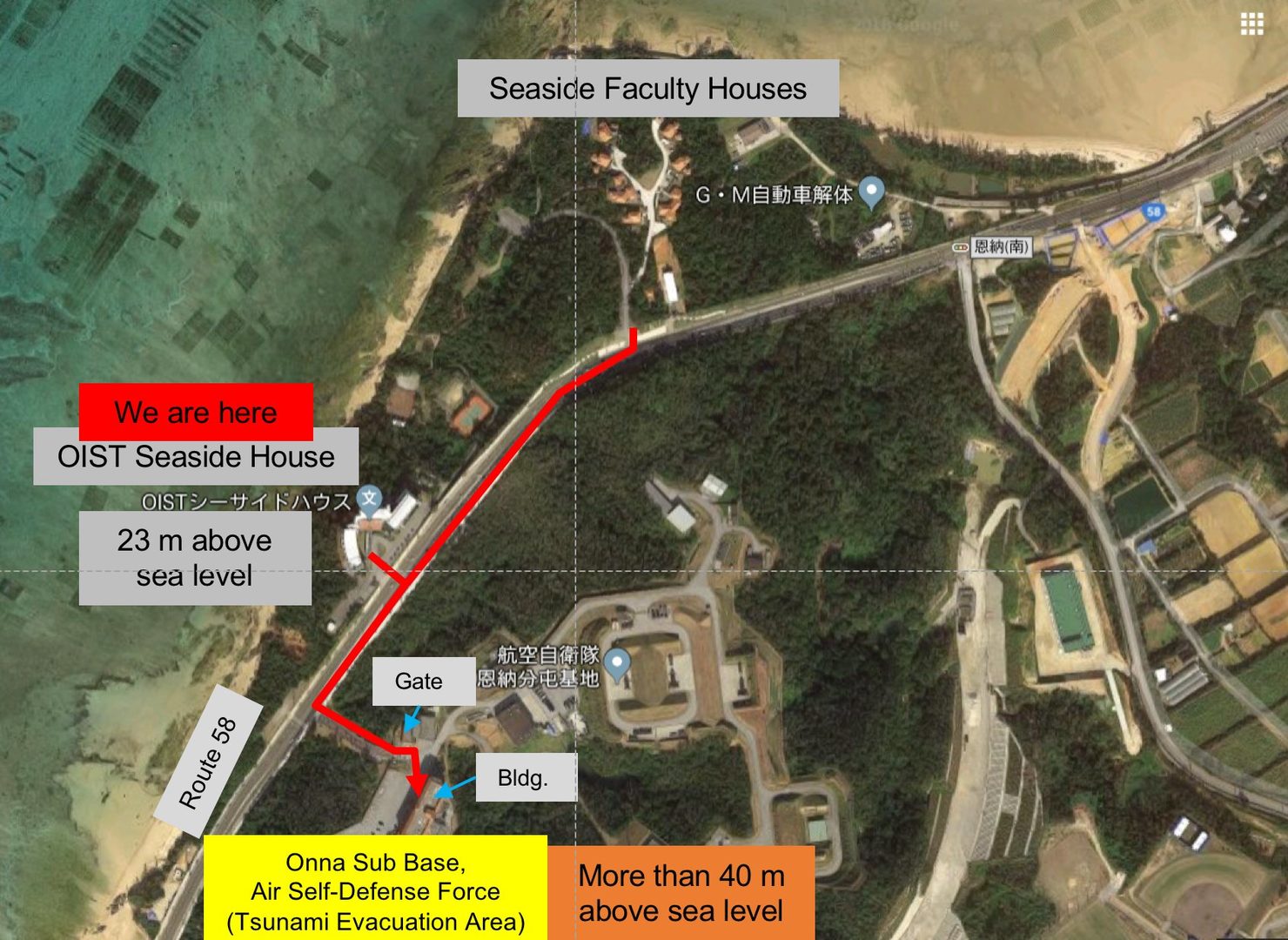 Map of Seaside evacuation route