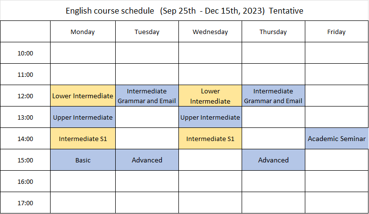 English Schedule
